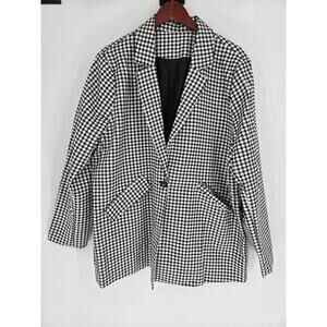 White Black Check Blazer No Brand Women's 3XL